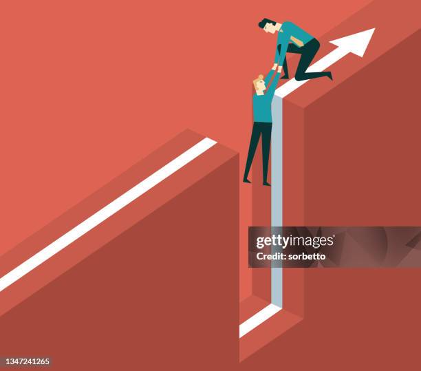 helping hand - business people - reaching down stock illustrations