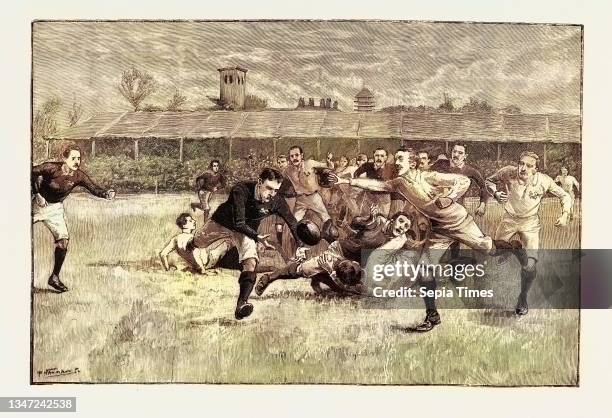 Football Match Between England and Scotland in the Athletic Grounds Richmond London UK 1891.