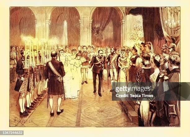 The Royal Marriage at Berlin, Germany: Torch-Dance at the Royal Palace, Prince Frederick Charles of Hesse and Princess Margaret of Prussia 1893...