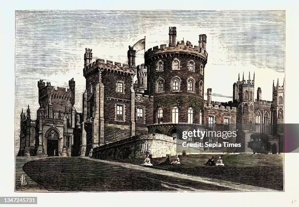 Belvoir Castle from the North-west, showing the Grand Entrance, UK, England, engraving 1870s, Britain.