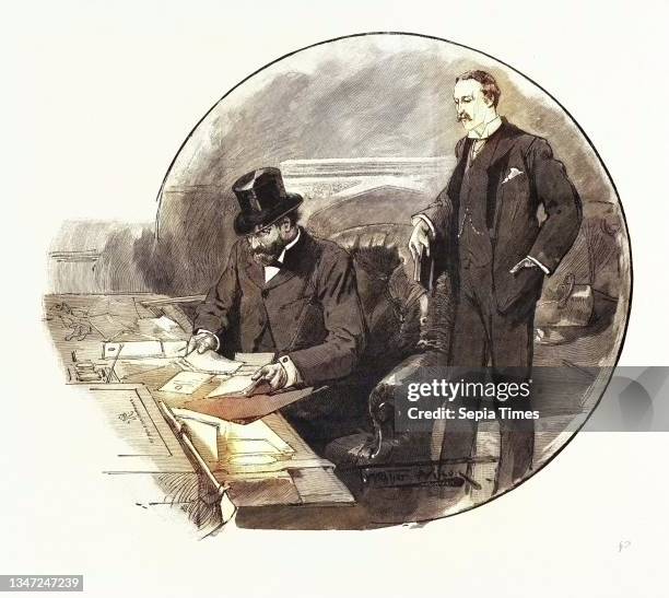 Division in the House of Commons: The Government Whips: Mr. E. Marjoribanks and Mr. T. Ellis, UK, 1893 Engraving.