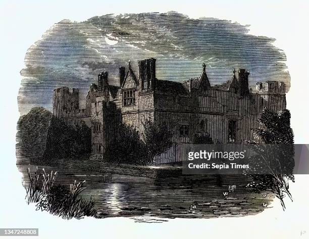 Hever Castle, from the East, UK, England, engraving 1870s, Britain.