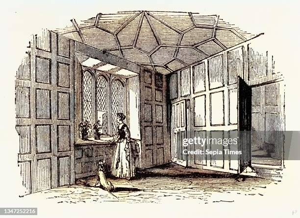 Anne Boleyn's Chamber, Hever Castle, UK, England, engraving 1870s, Britain.