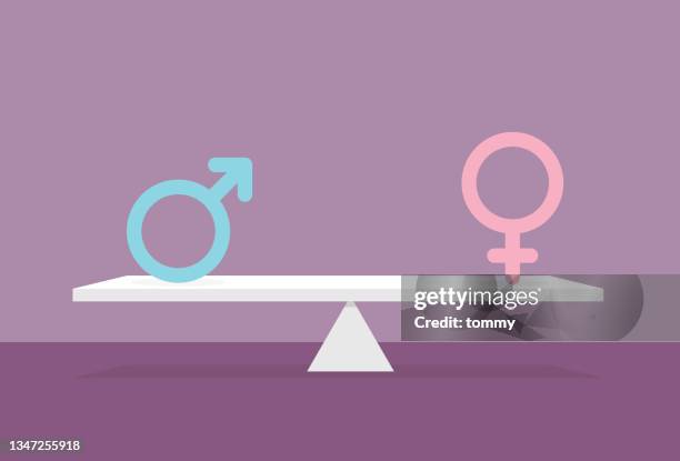 illustrations, cliparts, dessins animés et icônes de symbole masculin et féminin sur le levier - wage gap