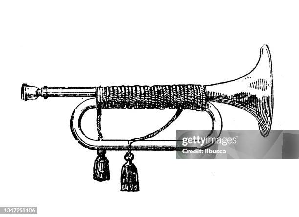 stockillustraties, clipart, cartoons en iconen met antique illustration: bugle - bugle