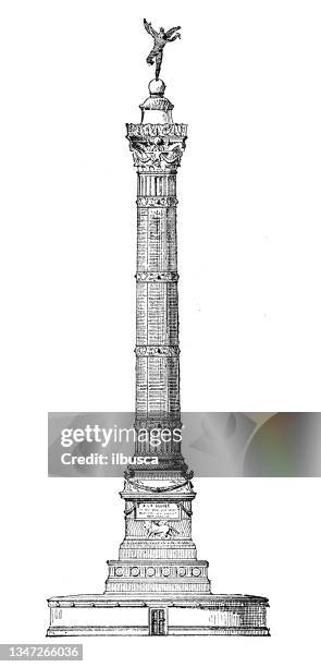 antike illustration: julisäule, paris - bastille paris stock-grafiken, -clipart, -cartoons und -symbole