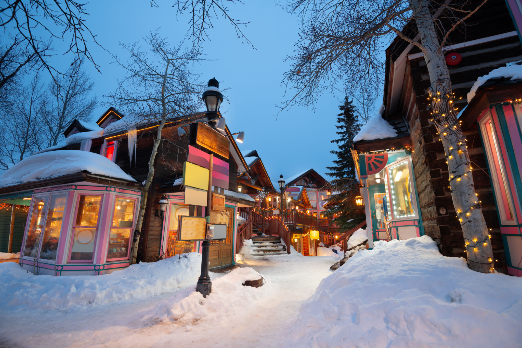 snowy mountain town