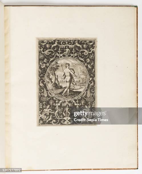 Juno, plate from a suite of 6 ornamental designs with the Judgement of Paris, Adriaen Collaert, Flemish, ca. 1560 – 1618, Adriaen Collaert, Flemish,...