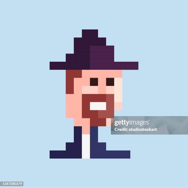 non-fungible token. pixel portrait. - different hats stock illustrations