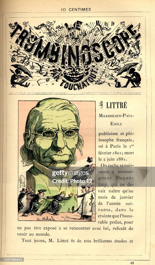 Caricature of Maximilien-Paul-Emile Littre, in : "Le Trombinoscope