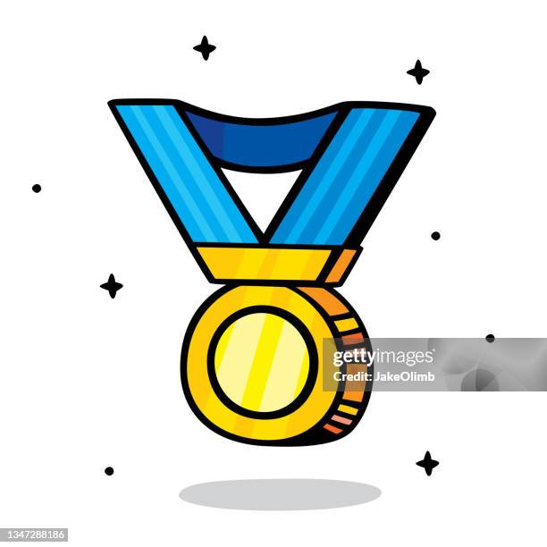 medal doodle 6 - gold medal stock illustrations