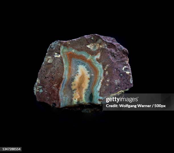 close-up of rock against black background,bad berka,germany - geode stock pictures, royalty-free photos & images