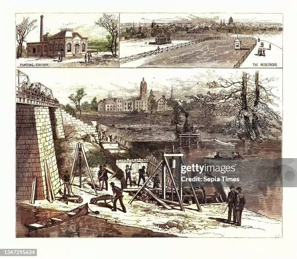 New Water Works in Course of Erection for the City of Fort Wayne, Engraving 1880 1881.