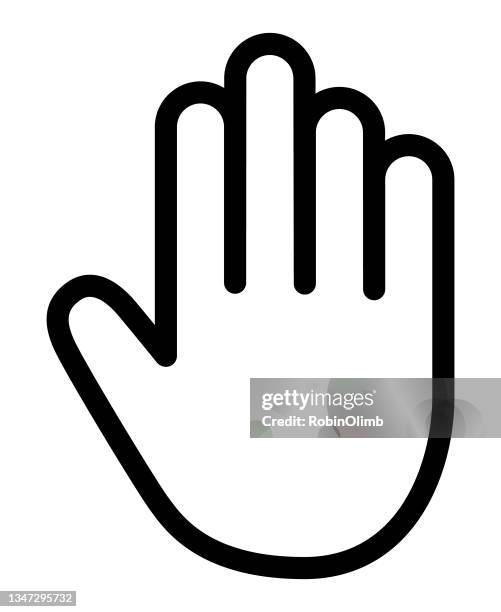 stockillustraties, clipart, cartoons en iconen met black outline hand icon - halt