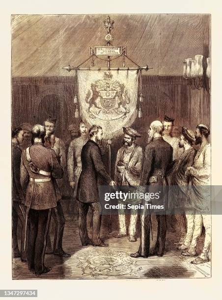 The Viceroy Presenting to the Maharajah Scindiah of Gwalior a Banner Prepared by Order of the Queen and Empress, at the Imperial Assemblage at Delhi.