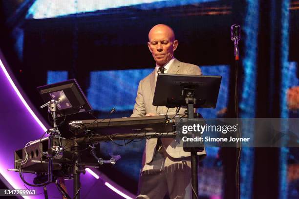Vince Clarke of Erasure performs live on stage at The O2 Arena on October 17, 2021 in London, England.