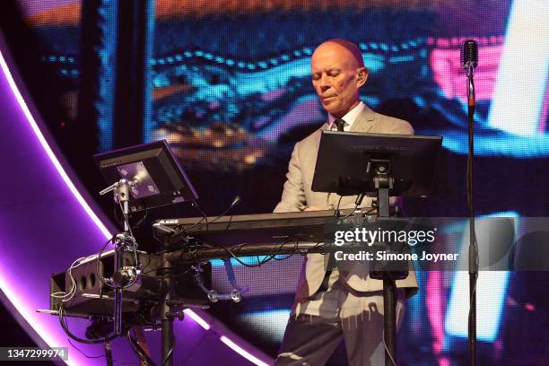 Vince Clarke of Erasure performs live on stage at The O2 Arena on October 17, 2021 in London, England.
