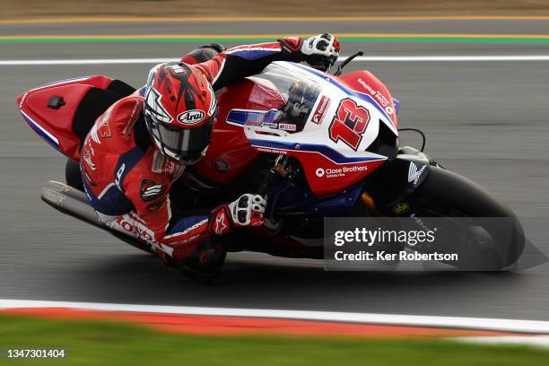 Takumi Takahashi of Japan and Honda Racing rides during the British Superbike Championship at Brands Hatch on October 17, 2021 in Longfield, England.