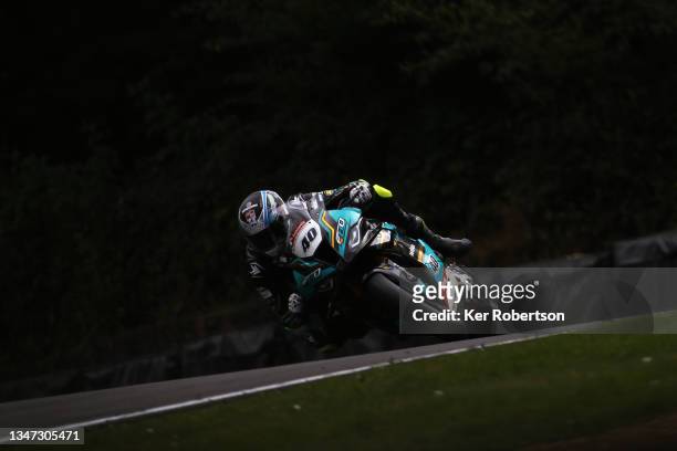 Joe Francis of FHO Racing BMW rides during the British Superbike Championship at Brands Hatch on October 17, 2021 in Longfield, England.