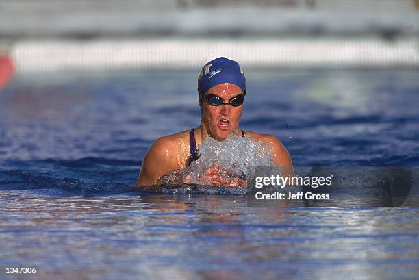 Kristen Caverly representing AZOT takes a breath, during the 200m individual medley at the Janet Evans Invitational, at the the University of...