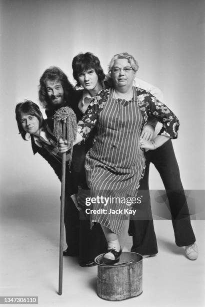 English novelty pop group Lieutenant Pigeon, UK, 4th October 1972. The frontman is Rob Woodward , and his 52-year-old mother Hilda Woodward plays the...