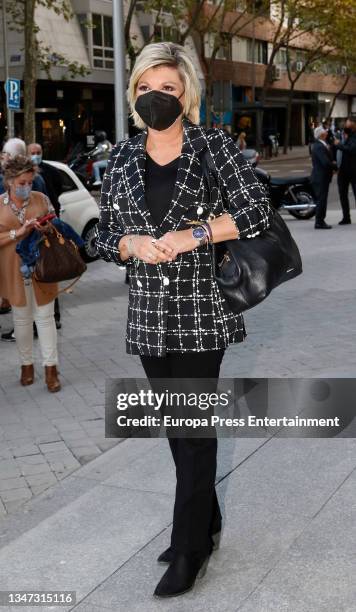 Terelu Campos arrives at the Basilica Hispanoamericana de la Merced where the funeral mass for Begoña Sierra is celebrated on October 18 in Madrid,...