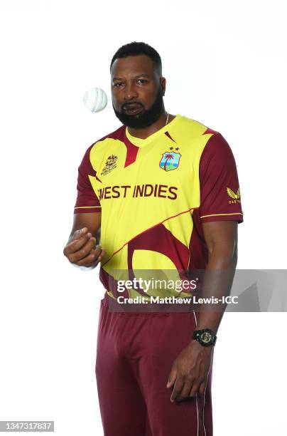 Kieron Pollard of West Indies poses for a headshot prior to the ICC Men's T20 World Cup at on October 15, 2021 in Dubai, United Arab Emirates.