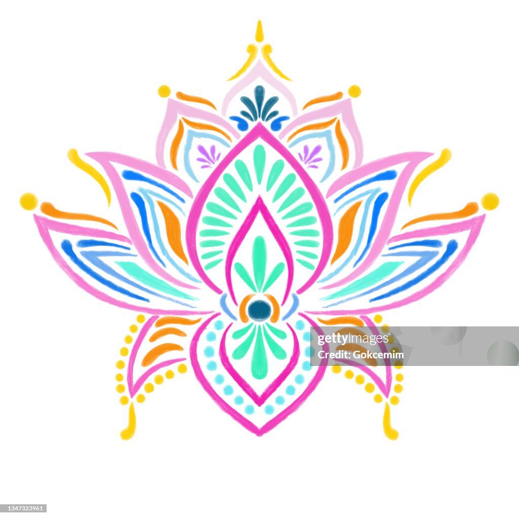 Hand Drawn Water Lily Lotus Mandala Pattern Background Henna Mehndi Tattoo  Decoration Decorative Ornament In Ethnic Oriental Style High-Res Vector  Graphic - Getty Images