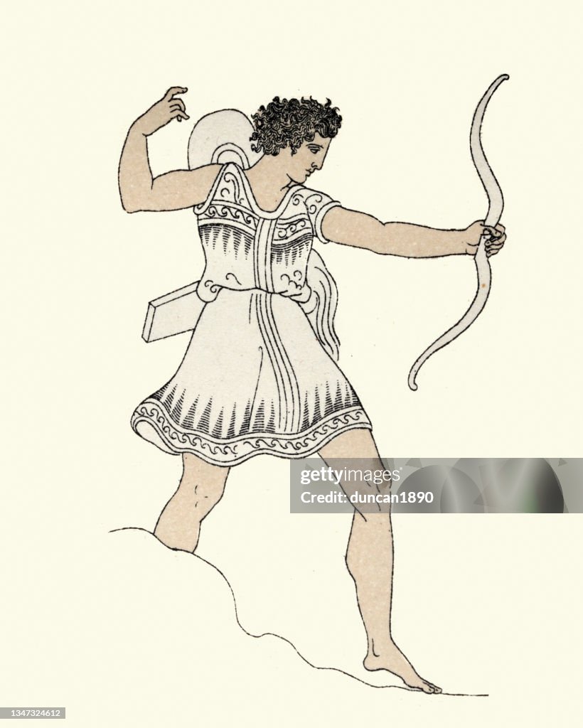 Ancient Greek soldier warrior shooting a bow, Ancient history warfare