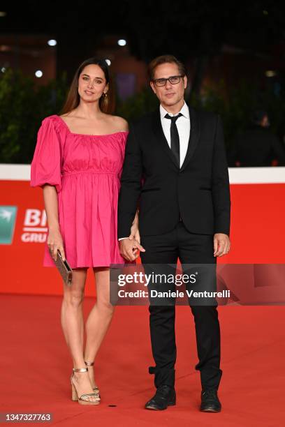 Clizia Fornasier and Attilio Fontana attend the red carpet of the movie "The North Sea" during the 16th Rome Film Fest 2021 on October 18, 2021 in...