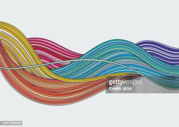 stockillustraties, clipart, cartoons en iconen met abstract flow colorful wave doodle - sequence