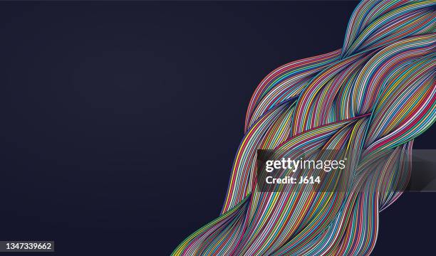 abstract flow colorful wave doodle - twisted together stock illustrations