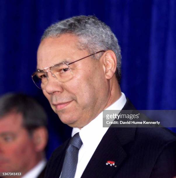 President elect George Bush announces his first cabinet appointment of General Colin Powell as Secretary of State on December 16, 2000 at an...
