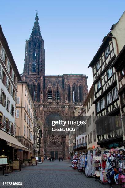 France, Alsace, Strasbourg, Notre Dame cathedral.