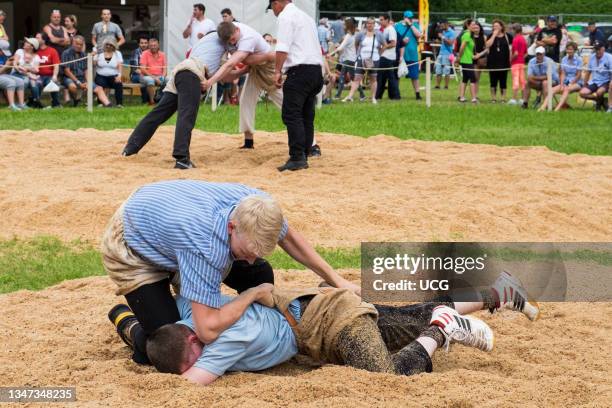 Swiss wrestling festival. Gudo. Canton ticino. Switzerland.