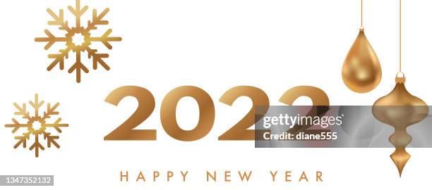 happy new year 2022 banner with golden decorations on a transparent base - gold-glitter-transparent-background stock illustrations