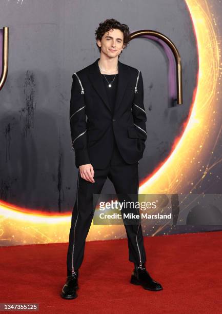 Timothée Chalamet attends the "Dune" UK Special Screening at Odeon Luxe Leicester Square on October 18, 2021 in London, England.