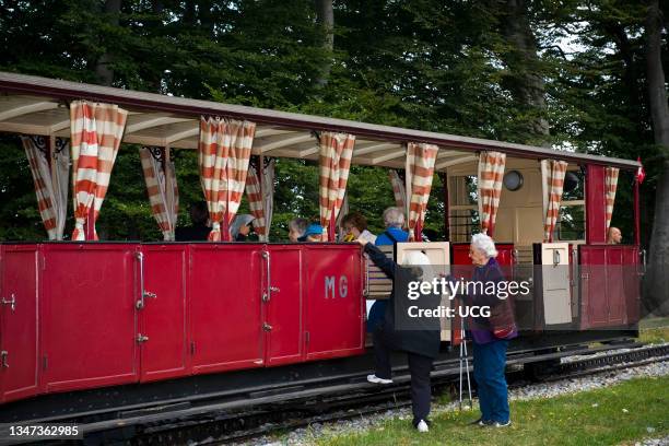 Switzerland. Canton Ticino. Monte Generoso Railway. Steam train.