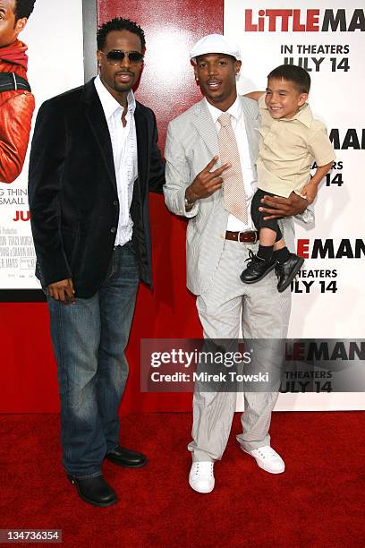 Shawn Wayans, Marlon Wayans and Linden Porco during "Little Man" Los Angeles Premiere - Arrivals at Mann National Theater in Westwood, California,...