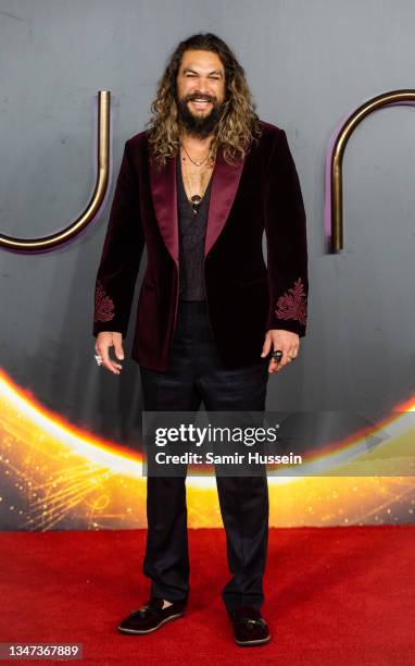 Jason Mamoa attends the "Dune" UK Special Screening at Odeon Luxe Leicester Square on October 18, 2021 in London, England.