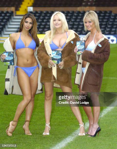 Leilani Dowding, Michelle Marsh and Alex Best during Sega Launches Football Manager 2005 at Craven Cottage, Fulham Football Club in London, Great...