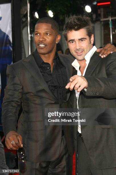 Jamie Foxx and Colin Farrell during "Miami Vice" Los Angeles World Premiere at Mann Village Theatre in Westwood, California, United States.