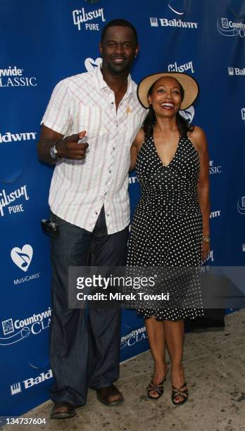 Brian McKnight and Florence LaRue during Gibson/Baldwin Night at the Net at Los Angeles Tennis Center in Los Angeles, CA, United States.