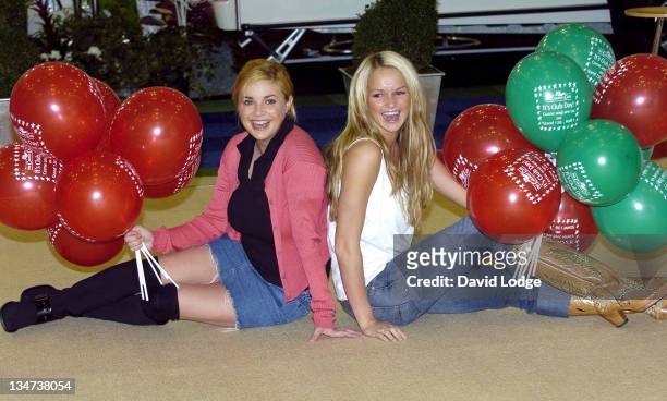 Gail Porter and Jennifer Ellison during "Cool Chicks Go Caravanning" - Photocall at Earls Court in London, Great Britain.