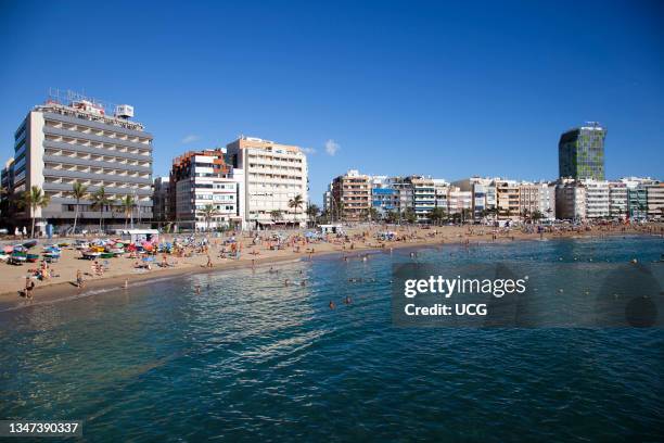 Playa De Las Canteras. Las Palmas De Gran Canaria Town. Gran Canaria Island. Canary Archipelago. Spain. Europe.