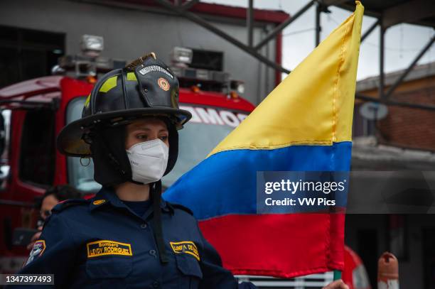 Firefighters of Bogota, and across the country join to the national strike protest that started on the 28 of April, after thousands flooded Colombian...