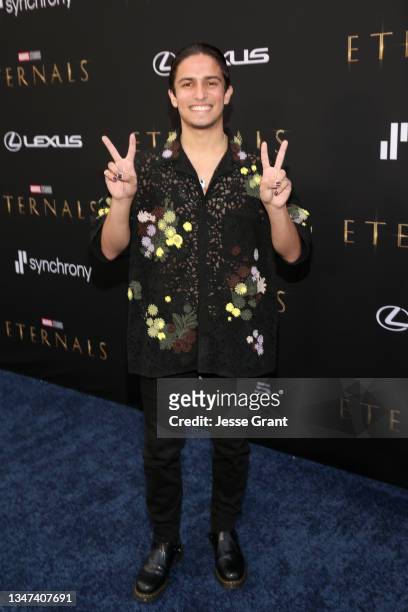 Aramis Knight arrives at the Premiere of Marvel Studios' Eternals on October 18, 2021 in Hollywood, California.