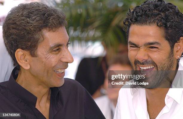 Rachid Bouchareb and Jamel Debbouze during 2006 Cannes Film Festival - "Indigenes" Photocall at Palais des Festival in Cannes, France.