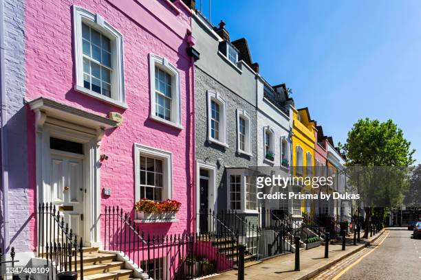 England, London, Westminster, Kensington and Chelsea, Colourful Residential Houses in Bywater Street.