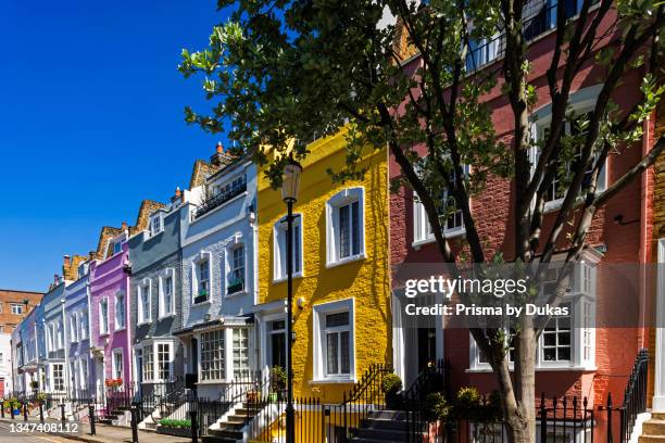England, London, Westminster, Kensington and Chelsea, Colourful Residential Houses in Bywater Street.